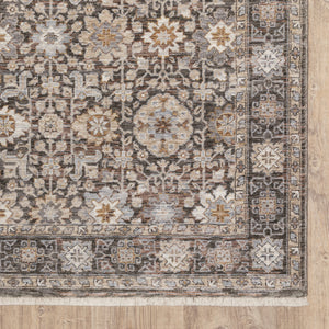 Homeroots 3' X 5' Grey And Ivory Oriental Power Loom Stain Resistant Area Rug With Fringe Grey,Ivory Polyester 509437