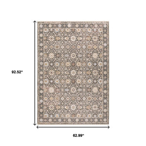 HomeRoots 2' Elegant Oriental Power Loom Runner Rug - Stain-Resistant, Stylish Fringe for High-Traffic Areas 5' X 8' 509438