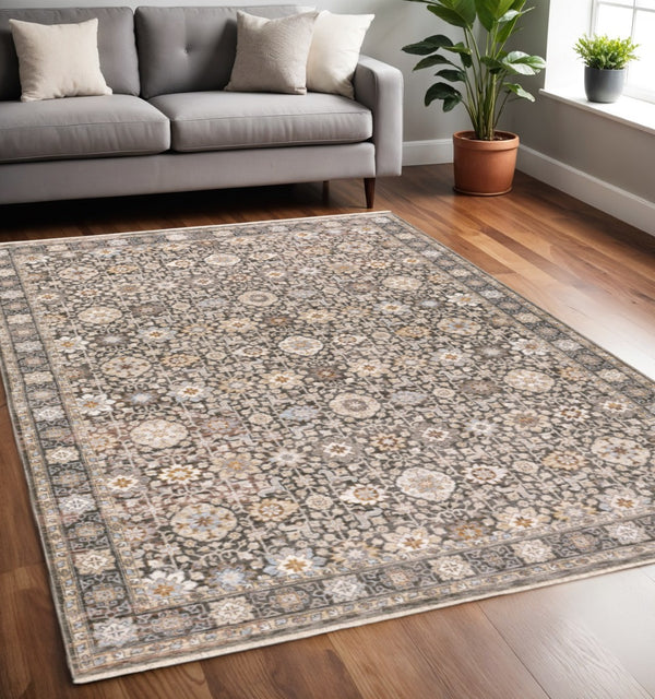 HomeRoots 2' Elegant Oriental Power Loom Runner Rug - Stain-Resistant, Stylish Fringe for High-Traffic Areas 5' X 8' 509438