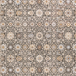 Homeroots 7' X 10' Gray And Ivory Oriental Power Loom Area Rug With Fringe Grey,Ivory Polyester 509439