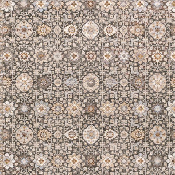 Homeroots 7' X 10' Gray And Ivory Oriental Power Loom Area Rug With Fringe Grey,Ivory Polyester 509439