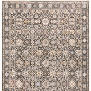Homeroots 7' X 10' Gray And Ivory Oriental Power Loom Area Rug With Fringe Grey,Ivory Polyester 509439