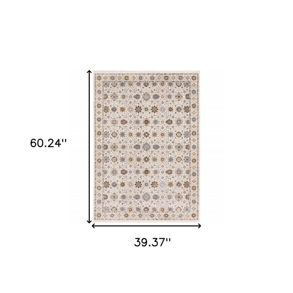 HomeRoots 2' Elegant Oriental Power Loom Runner Rug - Stain-Resistant, Stylish Fringe for High-Traffic Areas 3' x 5' 509444
