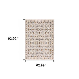HomeRoots 2' Elegant Oriental Power Loom Runner Rug - Stain-Resistant, Stylish Fringe for High-Traffic Areas 5' X 8' 509445