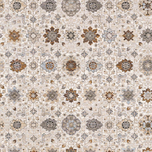 Homeroots 5' X 8' Ivory And Gold Oriental Power Loom Stain Resistant Area Rug With Fringe Ivory,Gold Polyester 509445