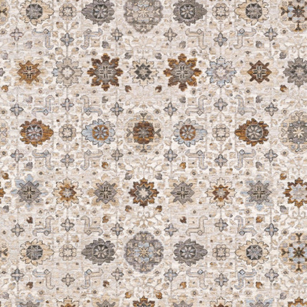 Homeroots 5' X 8' Ivory And Gold Oriental Power Loom Stain Resistant Area Rug With Fringe Ivory,Gold Polyester 509445