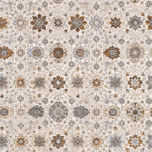 Homeroots 6' X 9' Ivory And Gold Oriental Power Loom Stain Resistant Area Rug With Fringe Ivory,Gold Polyester 509446