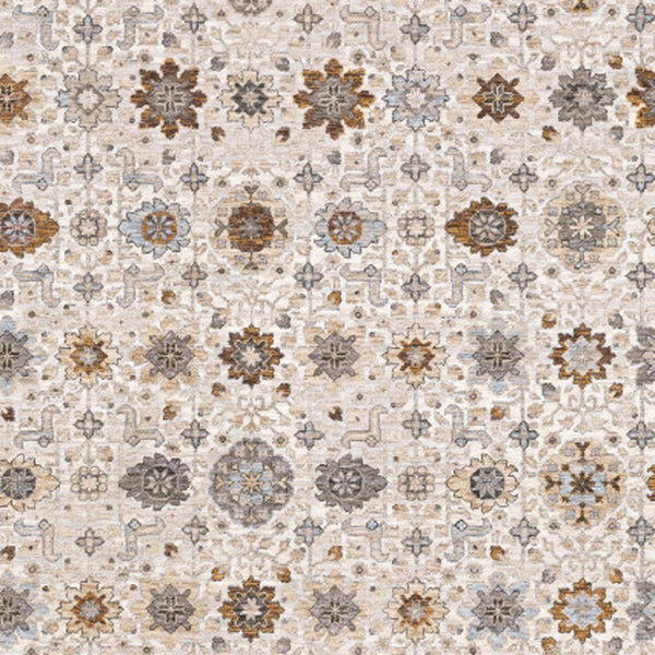 Homeroots 6' X 9' Ivory And Gold Oriental Power Loom Stain Resistant Area Rug With Fringe Ivory,Gold Polyester 509446