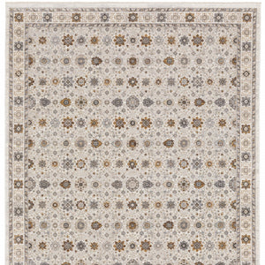 Homeroots 8' X 11' Ivory And Gold Oriental Power Loom Stain Resistant Area Rug With Fringe Ivory,Gold Polyester 509447
