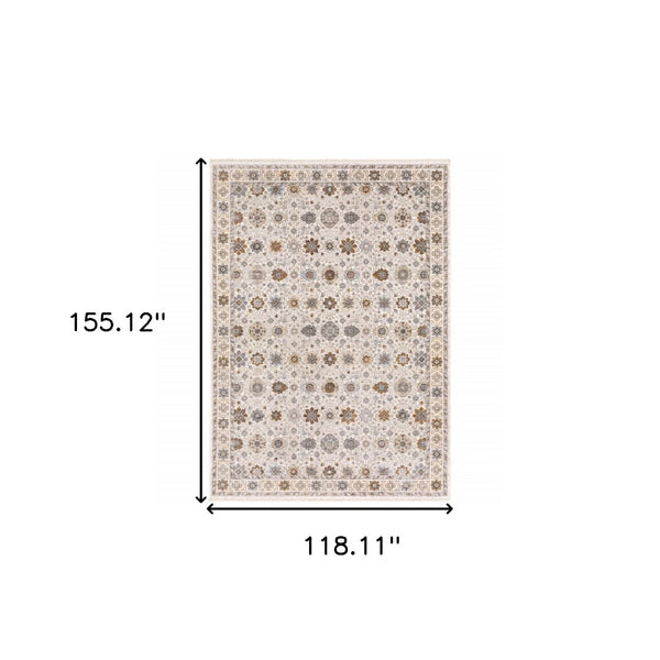 HomeRoots 2' Elegant Oriental Power Loom Runner Rug - Stain-Resistant, Stylish Fringe for High-Traffic Areas 10' X 13' 509448