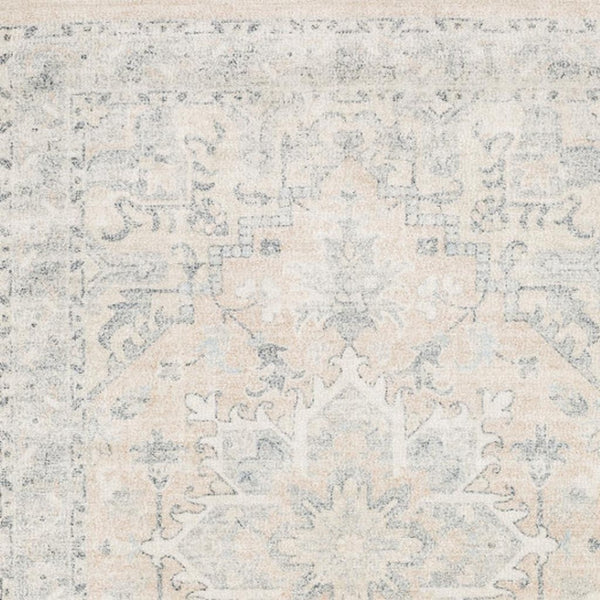 HomeRoots 10' Hand Loomed Beige and Grey Oriental Area Rug - Stain Resistant Design with Elegant Fringe Trim 10' X 13' 509449
