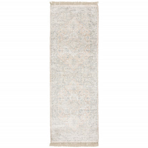 Homeroots 8' Beige And Ivory Oriental Hand Loomed Runner Rug With Fringe  Polyester 509450