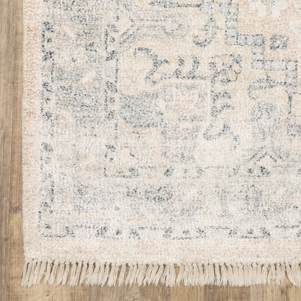 Homeroots 8' Beige And Ivory Oriental Hand Loomed Runner Rug With Fringe  Polyester 509450