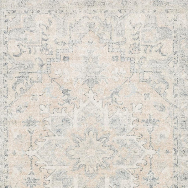 HomeRoots 10' Hand Loomed Beige and Grey Oriental Area Rug - Stain Resistant Design with Elegant Fringe Trim 5' X 8' 509451
