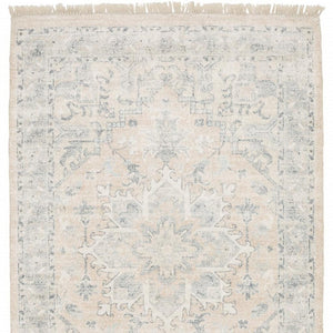 HomeRoots 10' Hand Loomed Beige and Grey Oriental Area Rug - Stain Resistant Design with Elegant Fringe Trim 8' X 10' 509452