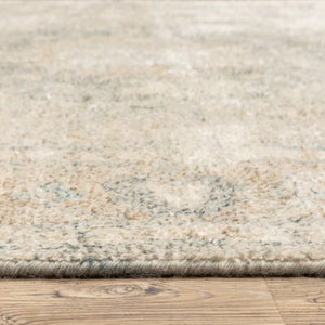 HomeRoots 10' Hand Loomed Beige and Gray Oriental Area Rug - Distressed Design with Fringe for Timeless Elegance 8' X 10' 509456