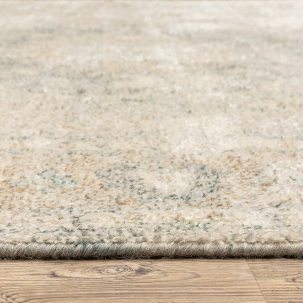 HomeRoots 10' Hand Loomed Beige and Gray Oriental Area Rug - Distressed Design with Fringe for Timeless Elegance 8' X 10' 509456
