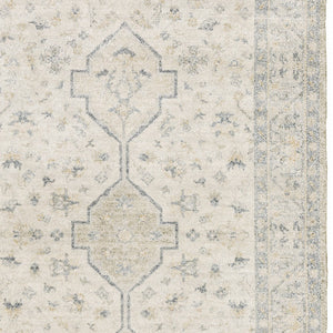 Homeroots 10' X 13' Beige And Charcoal Oriental Hand Loomed Stain Resistant Area Rug With Fringe Beige,Charcoal Polyester 509457