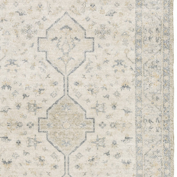 Homeroots 10' X 13' Beige And Charcoal Oriental Hand Loomed Stain Resistant Area Rug With Fringe Beige,Charcoal Polyester 509457