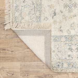 Homeroots 5' X 8' Beige And Charcoal Oriental Hand Loomed Stain Resistant Area Rug With Fringe Beige,Charcoal Polyester 509459