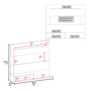 English Elm Beijing Modern Floating Entertainment Center White MDF with TV Space, Upper Shelf & Two Shelves, Foldable Lockable Design B070P337163