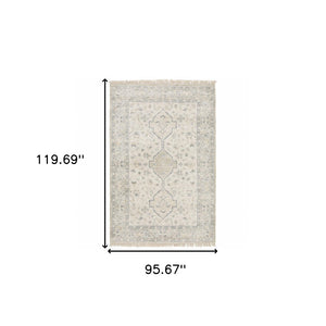HomeRoots 10' Hand-Loomed Oriental Area Rug with Distressed Finish and Tasseled Fringe for Timeless Elegance 8' X 10' 509460