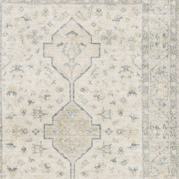 Homeroots 8' X 10' Beige And Charcoal Oriental Hand Loomed Stain Resistant Area Rug With Fringe Beige,Charcoal Polyester 509460