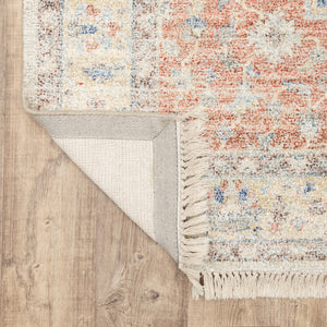 Homeroots 10' X 13' Orange And Blue Oriental Hand Loomed Stain Resistant Area Rug With Fringe Orange,Blue Polyester 509461