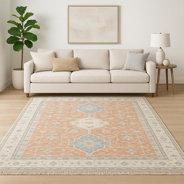 HomeRoots 10' Hand-Loomed Oriental Area Rug with Distressed Finish and Tasseled Fringe for Timeless Elegance 8' X 10' 509464