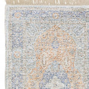 HomeRoots 10' Hand-Loomed Blue and Red Oriental Area Rug with Fringe - Durable, Stain-Resistant Design for Homes 2'6" x 8' 509466