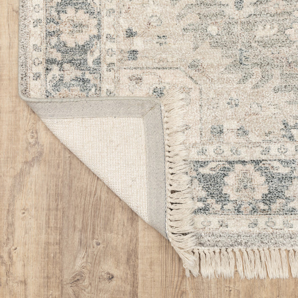 Homeroots 10' X 13' Beige And Grey Oriental Hand Loomed Stain Resistant Area Rug With Fringe  Polyester 509469