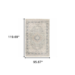 Homeroots 8' X 10' Beige And Grey Oriental Hand Loomed Stain Resistant Area Rug With Fringe  Polyester 509472