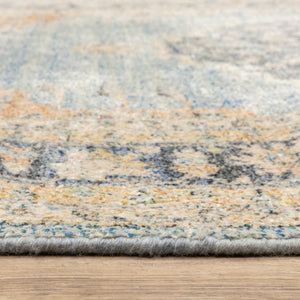 HomeRoots 10' Hand Loomed Blue and Beige Stain Resistant Area Rug with Fringe for Elegant Living Spaces 8' X 10' 509476
