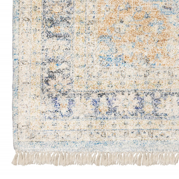 HomeRoots 10' Hand Loomed Blue and Beige Stain Resistant Area Rug with Fringe for Elegant Living Spaces 8' X 10' 509476
