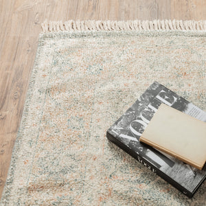 Homeroots 10' X 13' Grey And Beige Oriental Hand Loomed Stain Resistant Area Rug With Fringe  Polyester 509477