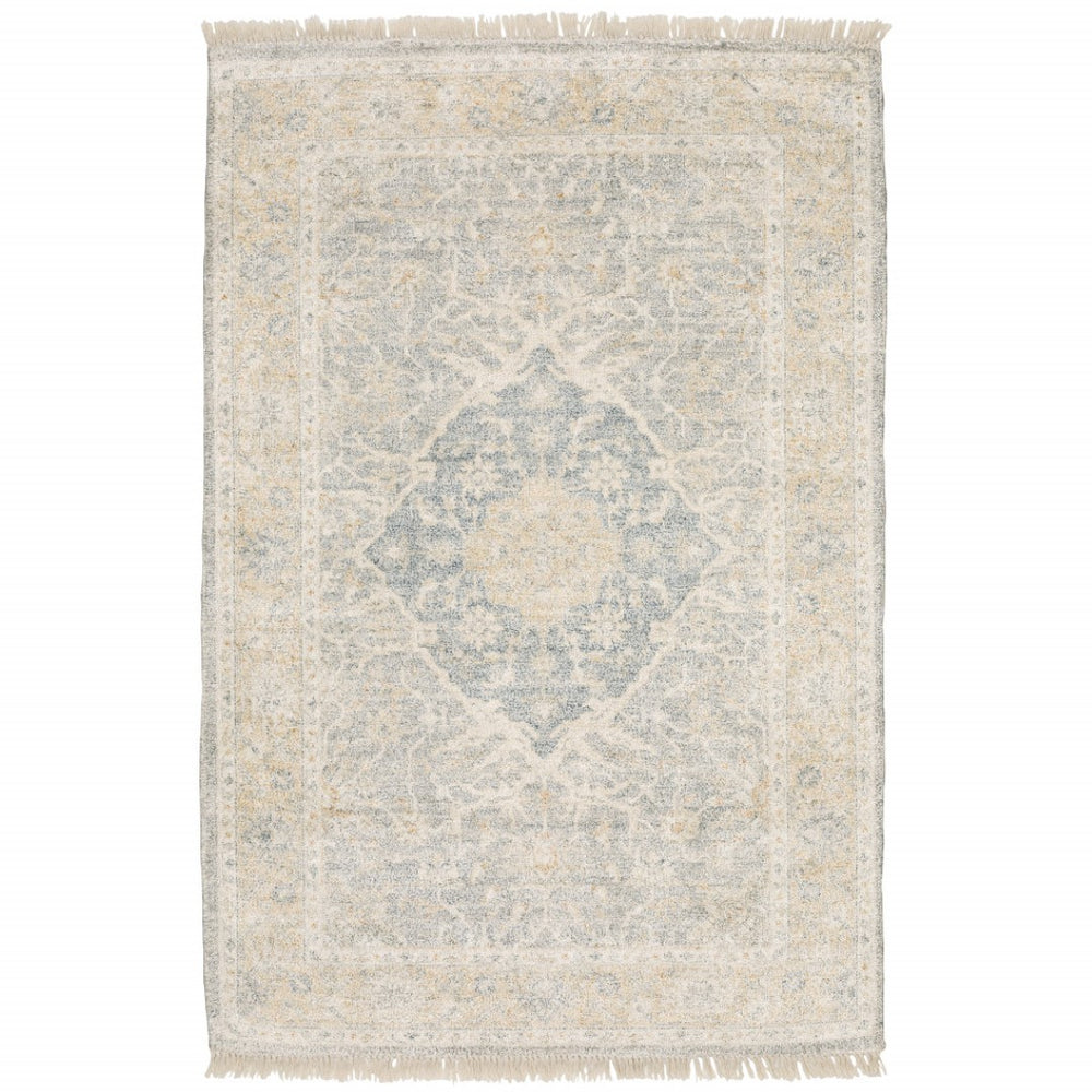 HomeRoots 10' Hand Loomed Grey and Beige Oriental Area Rug - Stain Resistant, Elegant Design for Any Space 8' X 10' 509480