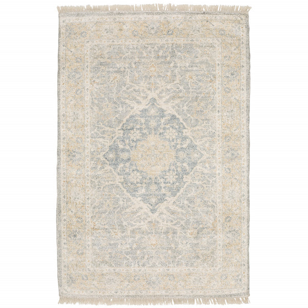 Homeroots 8' X 10' Grey And Beige Oriental Hand Loomed Stain Resistant Area Rug With Fringe  Polyester 509480
