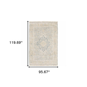 Homeroots 8' X 10' Grey And Beige Oriental Hand Loomed Stain Resistant Area Rug With Fringe  Polyester 509480