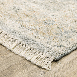 Homeroots 8' X 10' Grey And Beige Oriental Hand Loomed Stain Resistant Area Rug With Fringe  Polyester 509480