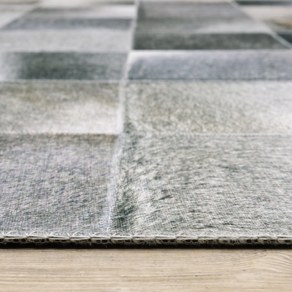 HomeRoots 5' Contemporary Geometric Power Loomed Area Rug in Grey, Charcoal, Brown & Beige - Stain Resistant Design 5' X 7' 509482
