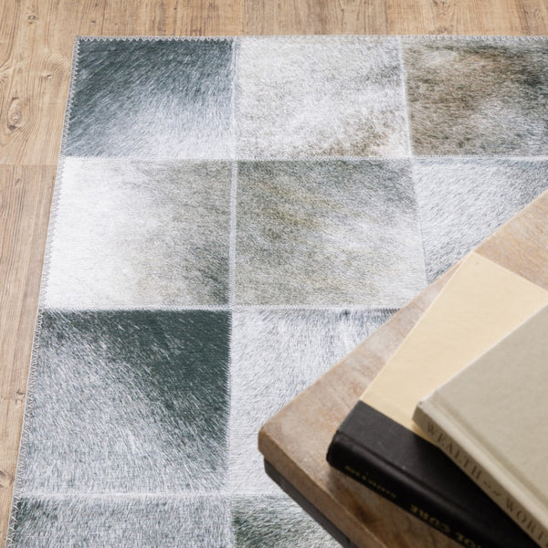 HomeRoots 5' Contemporary Geometric Power Loomed Area Rug in Grey, Charcoal, Brown & Beige - Stain Resistant Design 5' X 7' 509482
