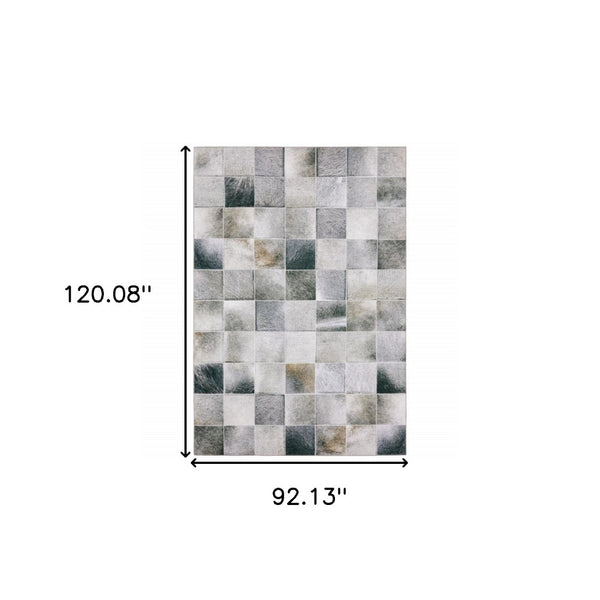 HomeRoots 5' Contemporary Geometric Power Loomed Area Rug in Grey, Charcoal, Brown & Beige - Stain Resistant Design 8' X 10' 509483