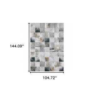 HomeRoots 5' Contemporary Geometric Power Loomed Area Rug in Grey, Charcoal, Brown & Beige - Stain Resistant Design 9' X 12' 509484