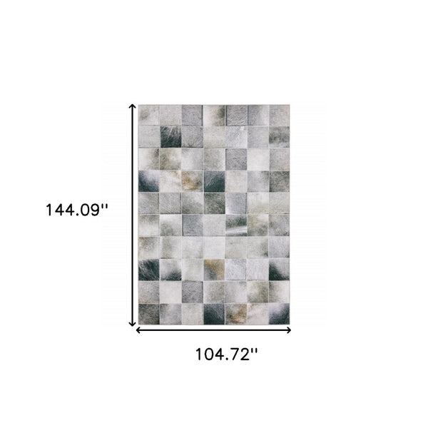 HomeRoots 5' Contemporary Geometric Power Loomed Area Rug in Grey, Charcoal, Brown & Beige - Stain Resistant Design 9' X 12' 509484