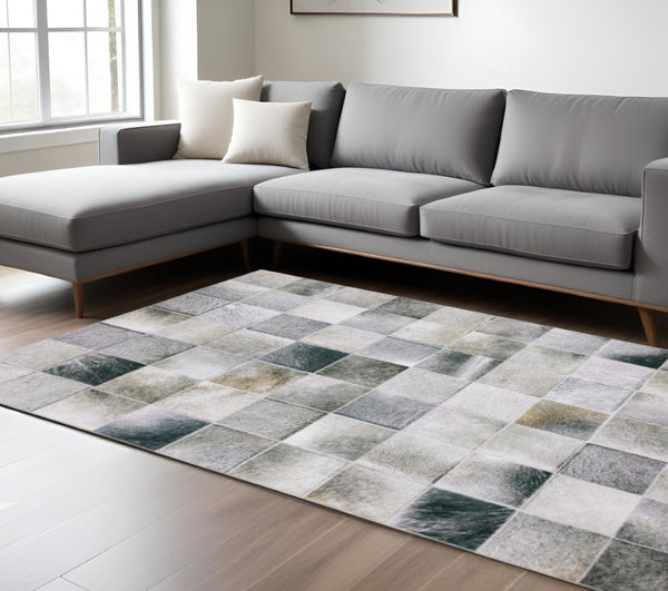 HomeRoots 5' Contemporary Geometric Power Loomed Area Rug in Grey, Charcoal, Brown & Beige - Stain Resistant Design 9' X 12' 509484