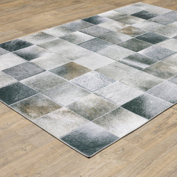 HomeRoots 5' Contemporary Geometric Power Loomed Area Rug in Grey, Charcoal, Brown & Beige - Stain Resistant Design 9' X 12' 509484