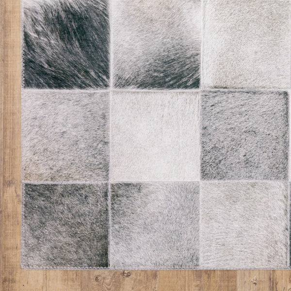 HomeRoots 5' Contemporary Geometric Power Loomed Area Rug in Grey, Charcoal, Brown & Beige - Stain Resistant Design 9' X 12' 509484