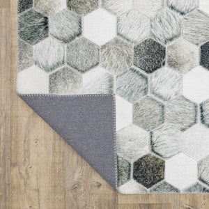 HomeRoots 5' Contemporary Geometric Area Rug in Grey, Charcoal, Tan, and Ivory - Stain-Resistant and Durable 9' X 12' 509488