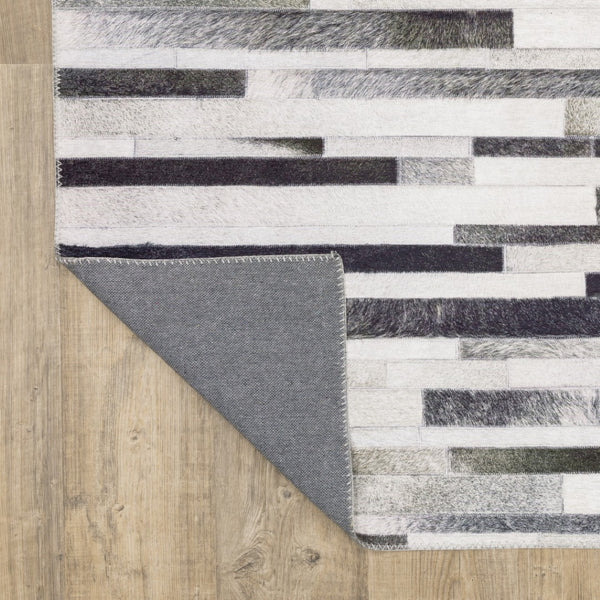 HomeRoots 5' Modern Geometric Area Rug in Grey, Charcoal & Beige - Stain Resistant for Easy Care & Style 5' X 7' 509494