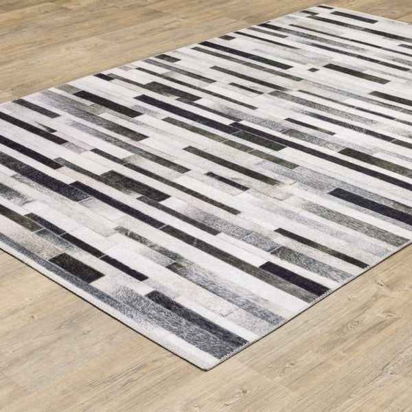 HomeRoots 5' Modern Geometric Area Rug in Grey, Charcoal & Beige - Stain Resistant for Easy Care & Style 8' X 10' 509495